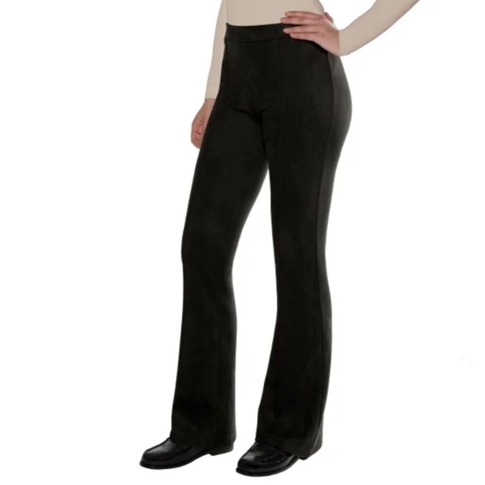 Matty M Women's XXL High Rise Bootcut Faux Suede Stretch Dress Pants Black NWT